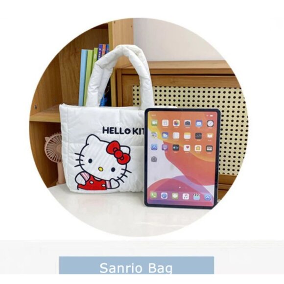 Hello Kitty Puffy Tote Bag – Sanrio Quilted Handbag for Women & Girls - Picture 2 of 5